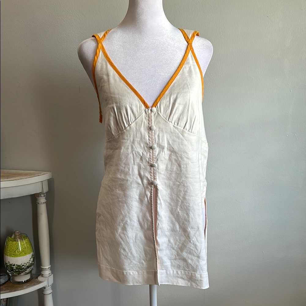 [Anthropolgie] Stylish Cream and Orange Sleeveless Top - Size Medium NWT